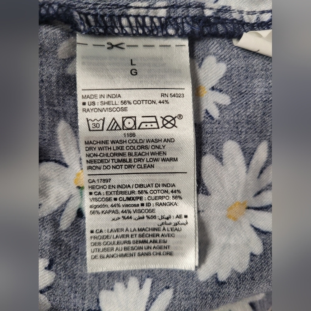 Old Navy L Blue Floral Daisy Button Down Dress - Picture 2 of 4